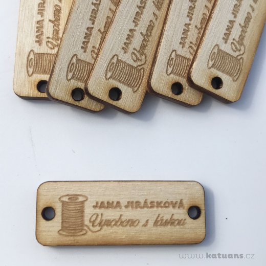 Dřevěný štítek na produkty - vyrobeno s láskou